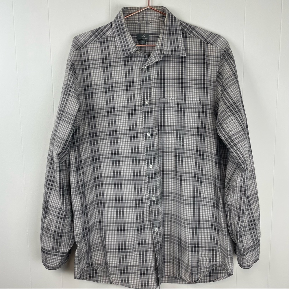 55 BROOME Plaid Long Sleeve Button Down Shirt